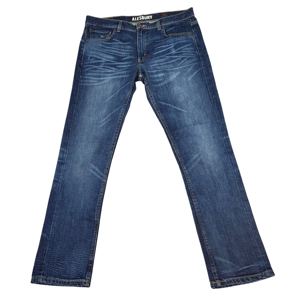 Alesbury Slim Fit Jeans 38x32 Blue‎ Stretch Denim Medium Wash Men's Casual